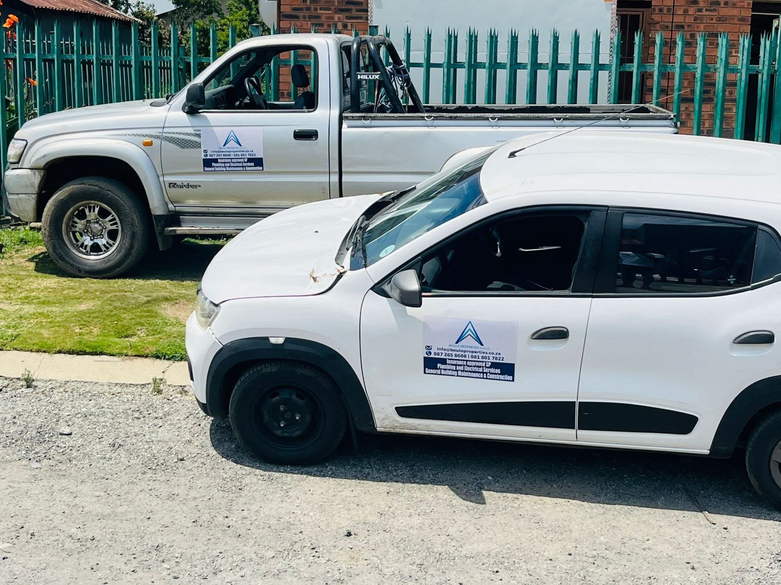 Boulo Properties construction and maintenance service vehicles